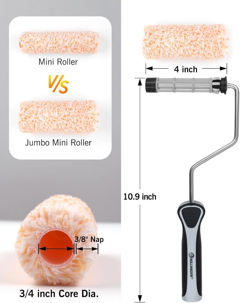 Rolling Dog Mini Roller - 4 Inch Jumbo Microfiber Small Paint Roller Covers 3/8” Nap - Image 2